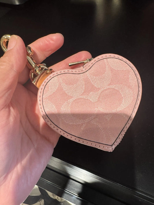 Pink Denim Heart Bag Charm NWT