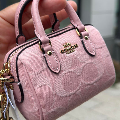 Mini Rowan Bag Charm In Signature Denim