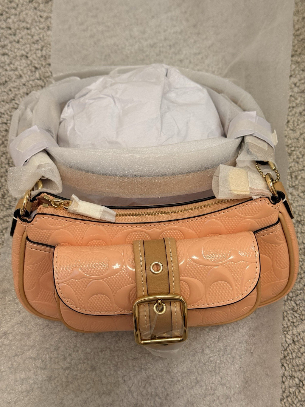 *SEALED* COACH Ashton Mini Shoulder Bag Signature Leather Gold/Faded Blush Pink
