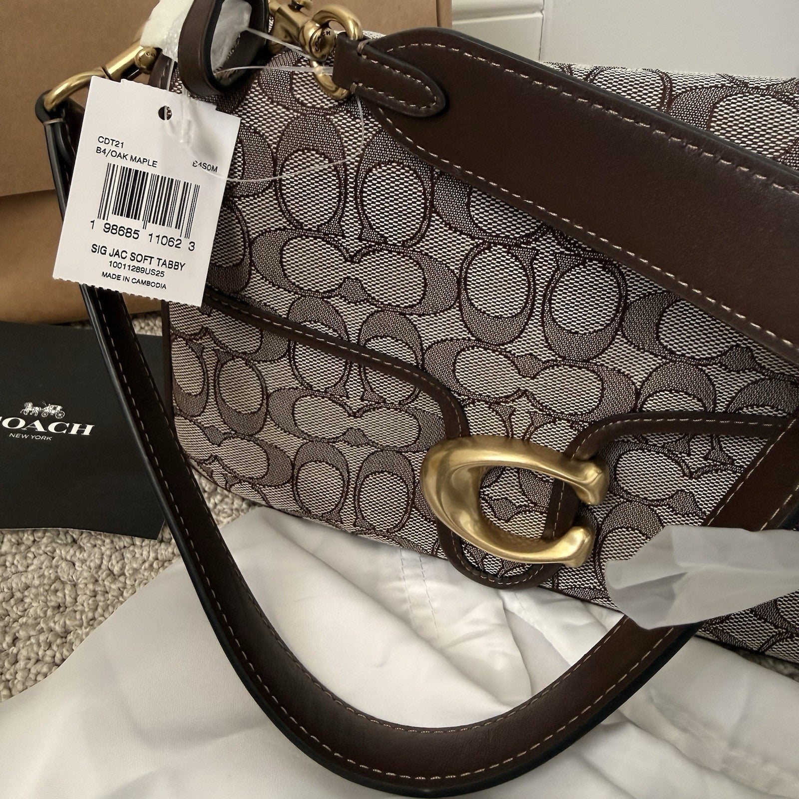 NWT COACH Soft Tabby Shoulder Bag Signature Jacquard CDT21