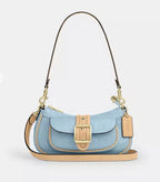 NWT *SEALED* COACH Ashton Mini Shoulder Bag In Signature Leather Gold/Light Blue