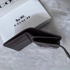 COACH Medium Corner Zip Wallet With Signature CM241 Black outlet New with Box