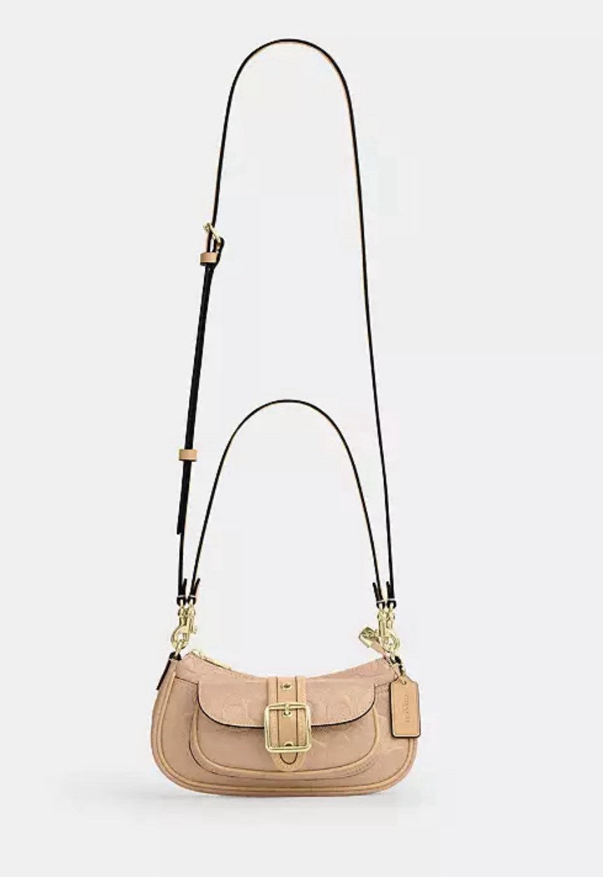 *SEALED* COACH Ashton Mini Shoulder Bag Signature Leather Gold/Faded Blush Pink
