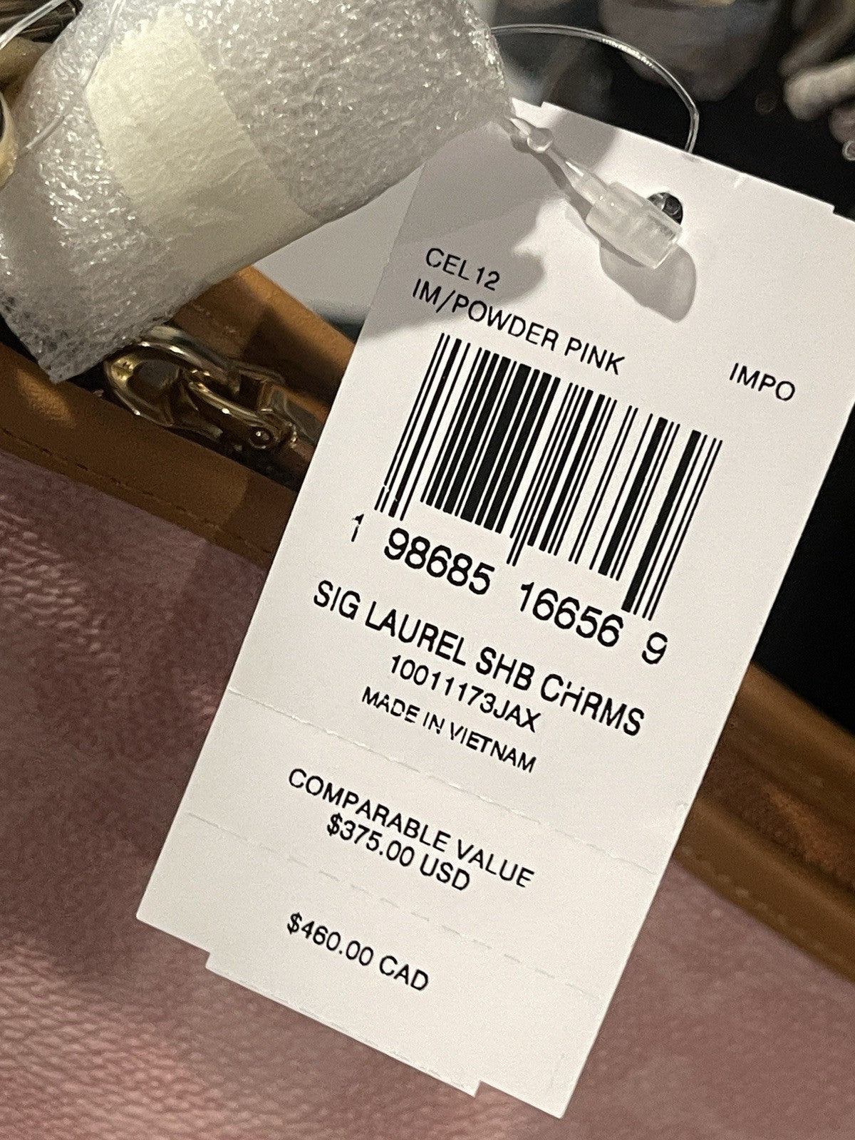 NWT Coach Laurel Shoulder Bag (Style CEL12) — Powder Pink with Original Package