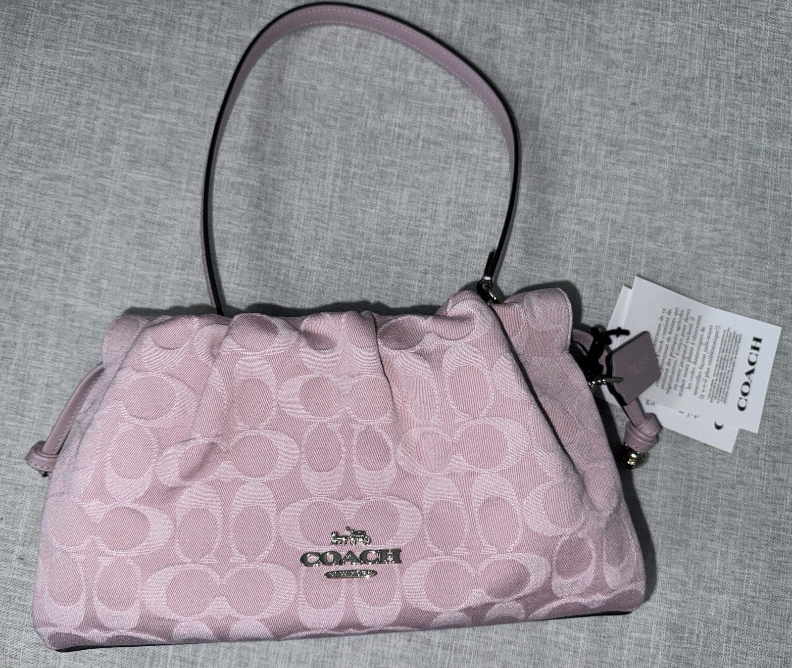 RARE NEW Coach Signature Pink Denim Faye & Wristlet Set SOLDOUT SHIPS TODAY