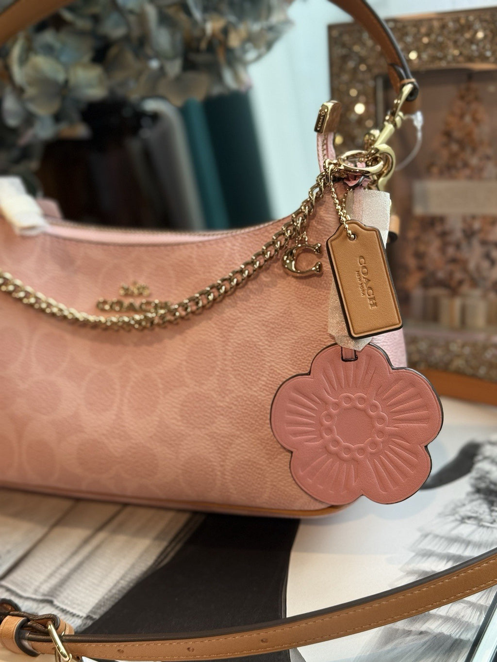 COACH TERI SHOULDER BAG IN SIGNATURE CANVAS CEA20 Pink Powder NWT