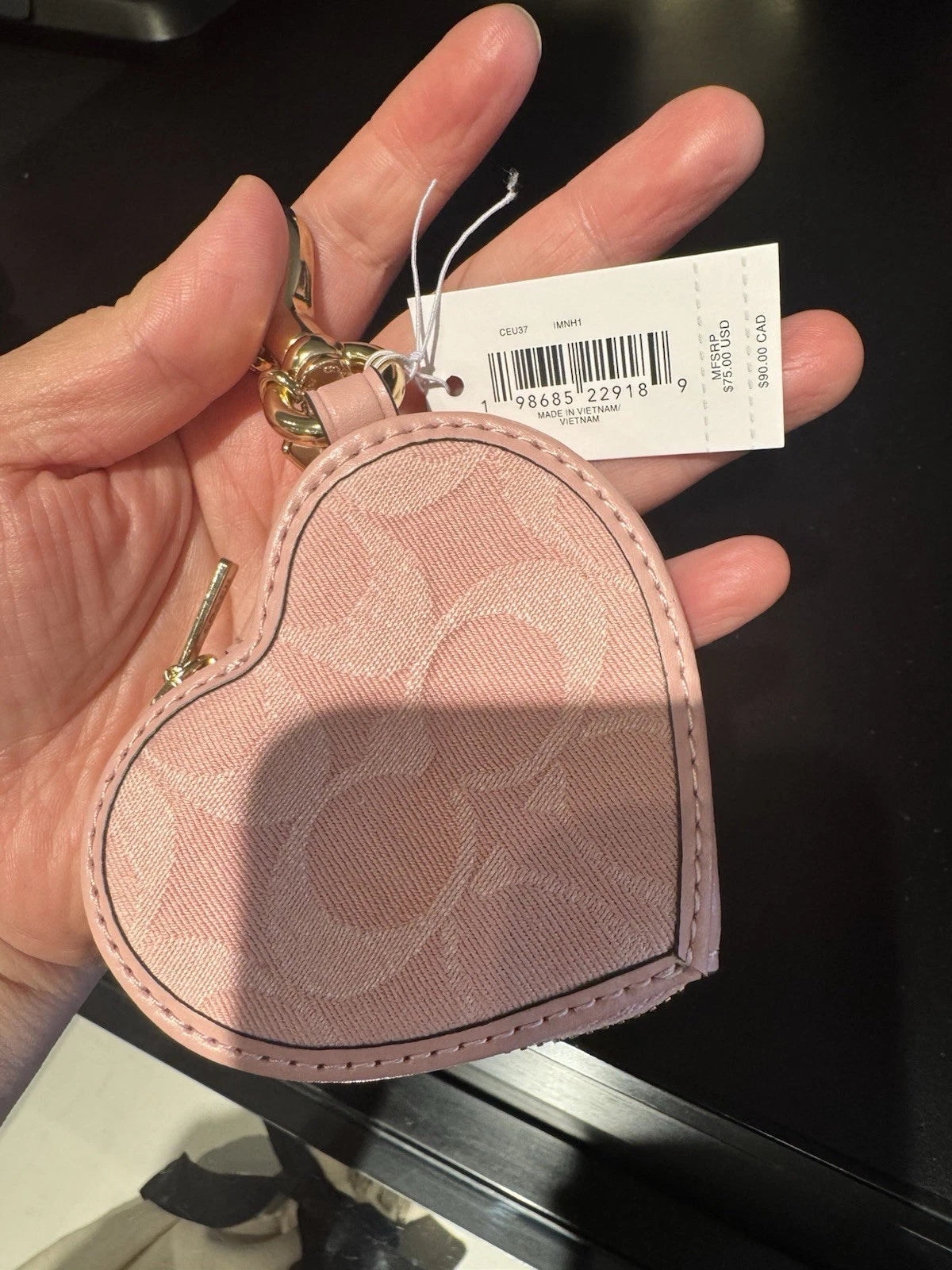 Pink Denim Heart Bag Charm NWT
