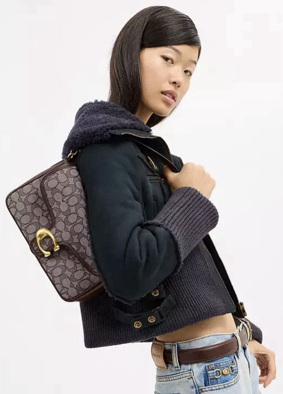 NWT COACH Soft Tabby Shoulder Bag Signature Jacquard CDT21