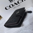 COACH Medium Corner Zip Wallet With Signature CM241 Black outlet New with Box