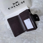 COACH Medium Corner Zip Wallet With Signature CM241 Black outlet New with Box