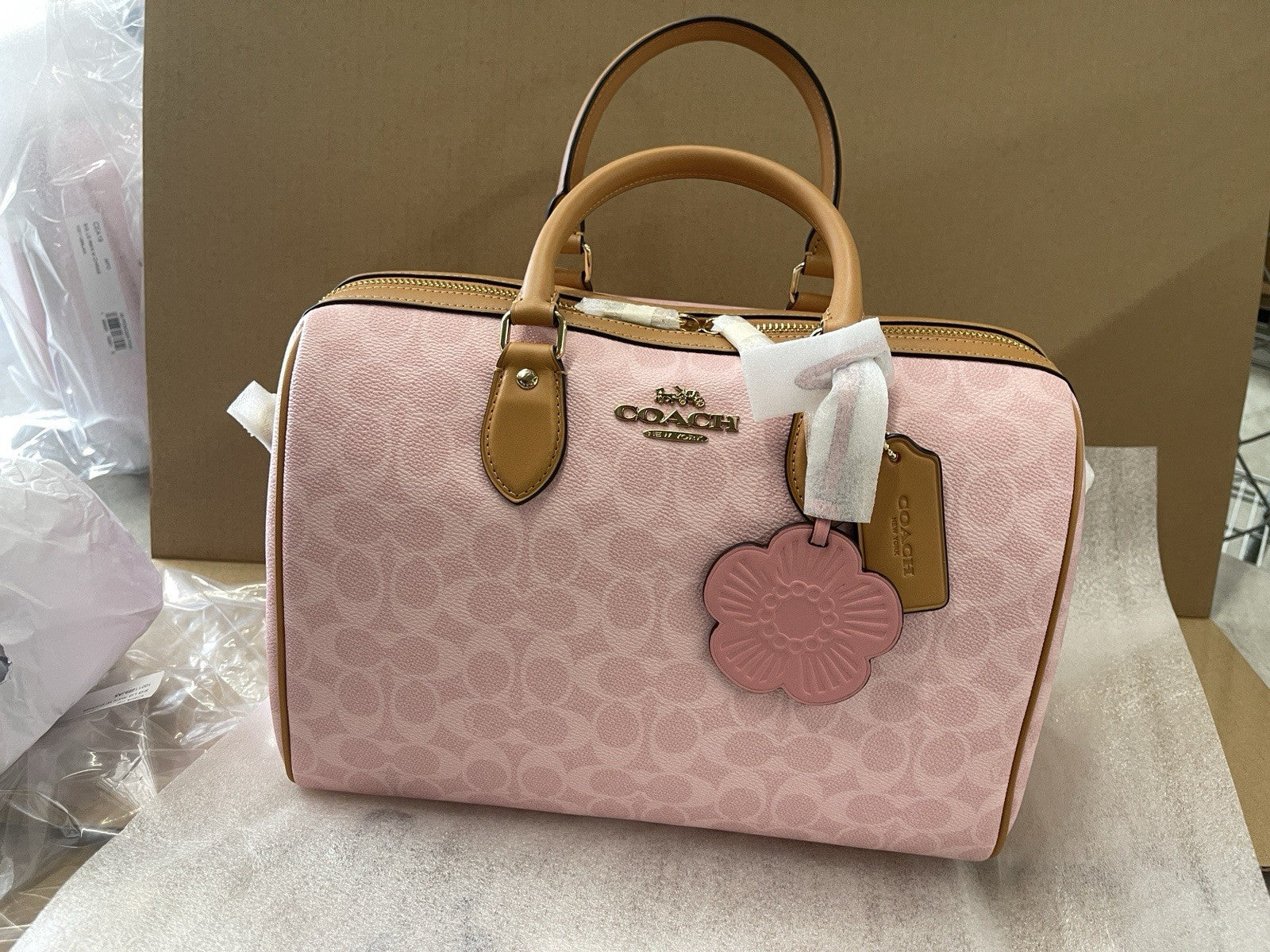 Coach Rowan Large Satchel Bag In Signature Canvas With Charms NWT