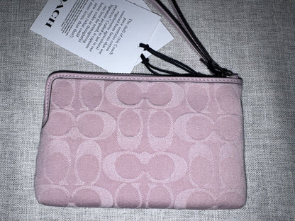 RARE NEW Coach Signature Pink Denim Faye & Wristlet Set SOLDOUT SHIPS TODAY