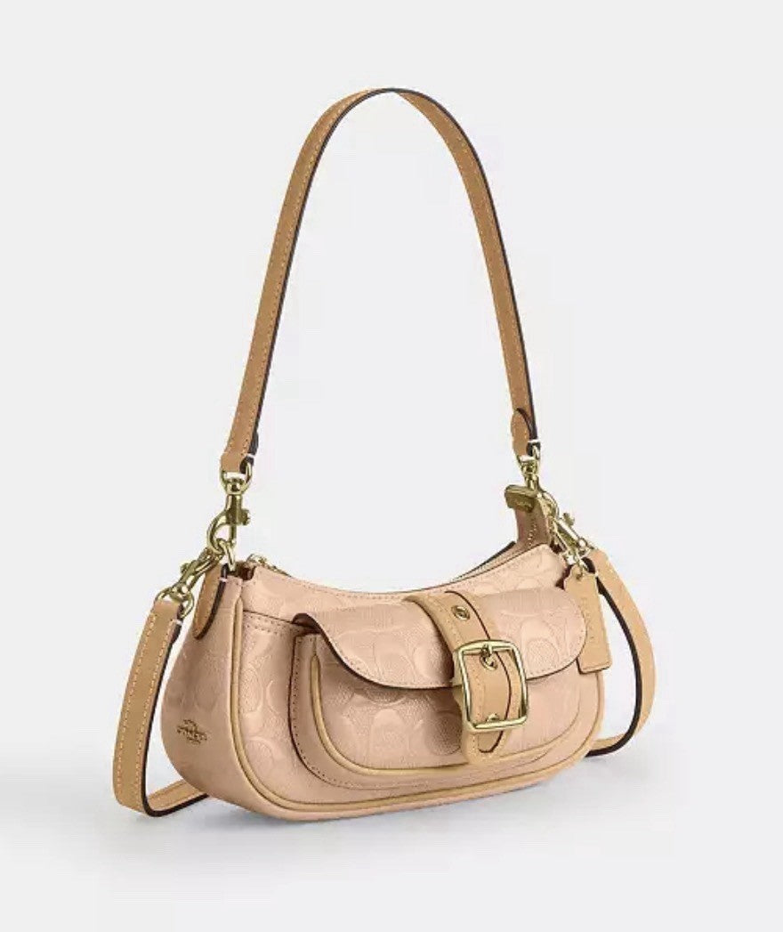 *SEALED* COACH Ashton Mini Shoulder Bag Signature Leather Gold/Faded Blush Pink