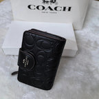 COACH Medium Corner Zip Wallet With Signature CM241 Black outlet New with Box