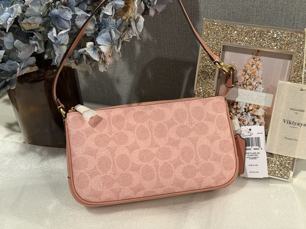 coach Plaza Small Signature Canvas Slim Shoulder Bag NWT