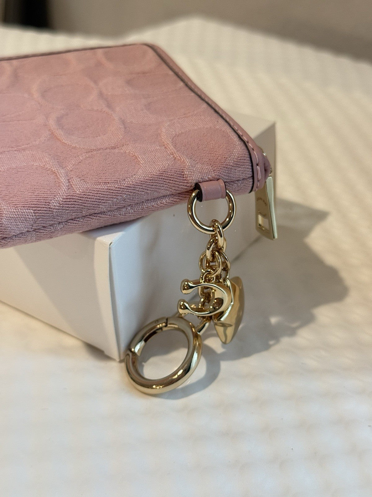 Coach Small Corner Zip Wallet In Signature Denim With Charms NWT