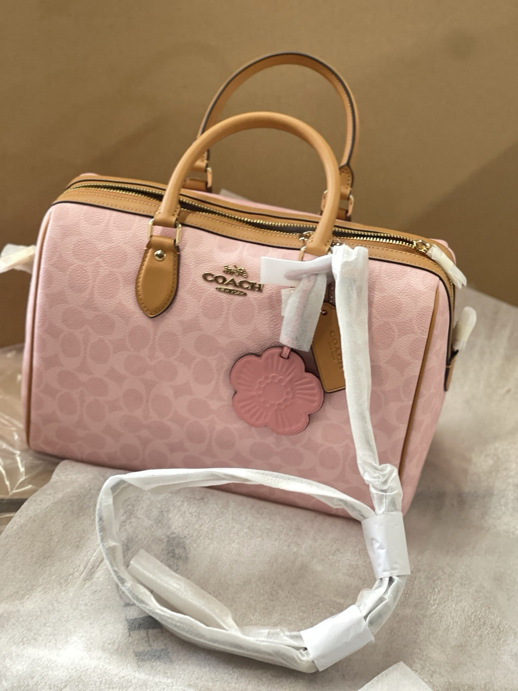 Coach Rowan Large Satchel Bag In Signature Canvas With Charms NWT