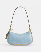 NWT *SEALED* COACH Ashton Mini Shoulder Bag In Signature Leather Gold/Light Blue
