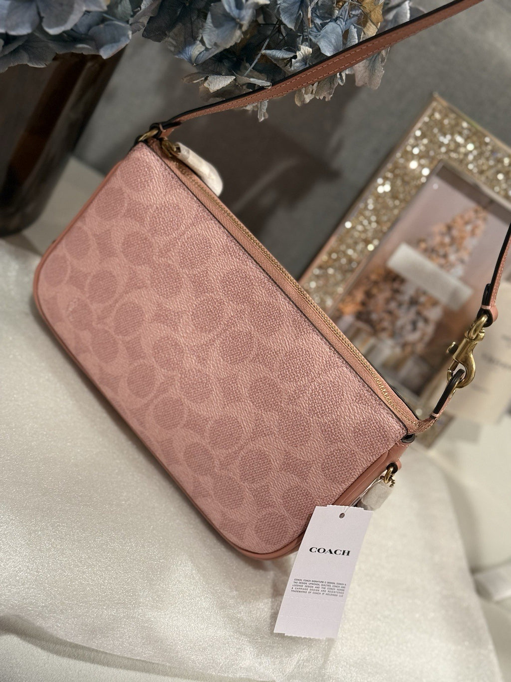 coach Plaza Small Signature Canvas Slim Shoulder Bag NWT