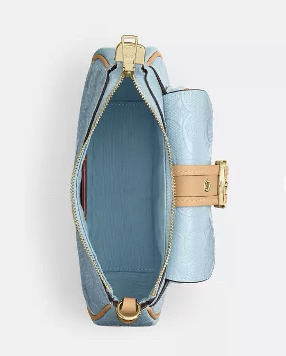 NWT *SEALED* COACH Ashton Mini Shoulder Bag In Signature Leather Gold/Light Blue