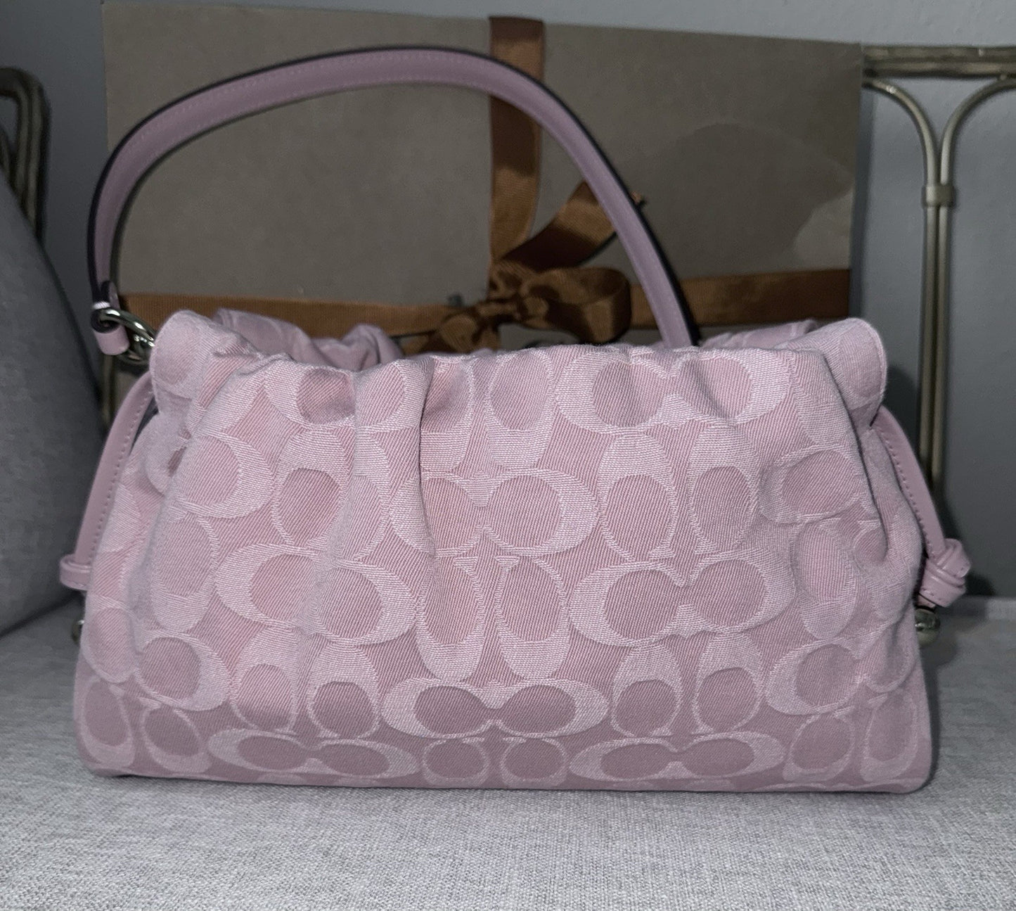RARE NEW Coach Signature Pink Denim Faye & Wristlet Set SOLDOUT SHIPS TODAY