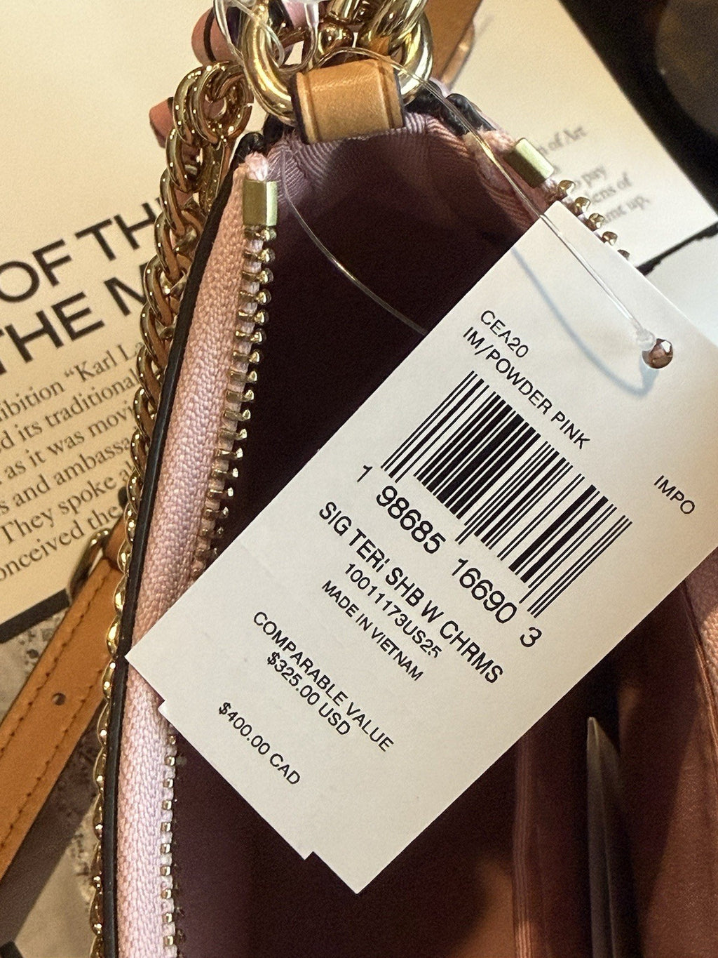 COACH TERI SHOULDER BAG IN SIGNATURE CANVAS CEA20 Pink Powder NWT