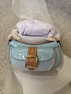 NWT *SEALED* COACH Ashton Mini Shoulder Bag In Signature Leather Gold/Light Blue