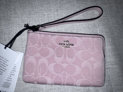 RARE NEW Coach Signature Pink Denim Faye & Wristlet Set SOLDOUT SHIPS TODAY