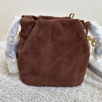 🤎 NWT COACH Faye Mini Drawstring Bag With Quilting Suede & Leather CDC42 Brown