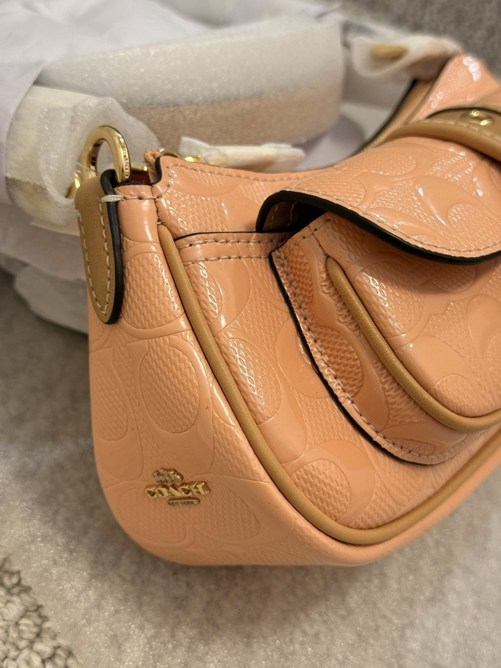 *SEALED* COACH Ashton Mini Shoulder Bag Signature Leather Gold/Faded Blush Pink