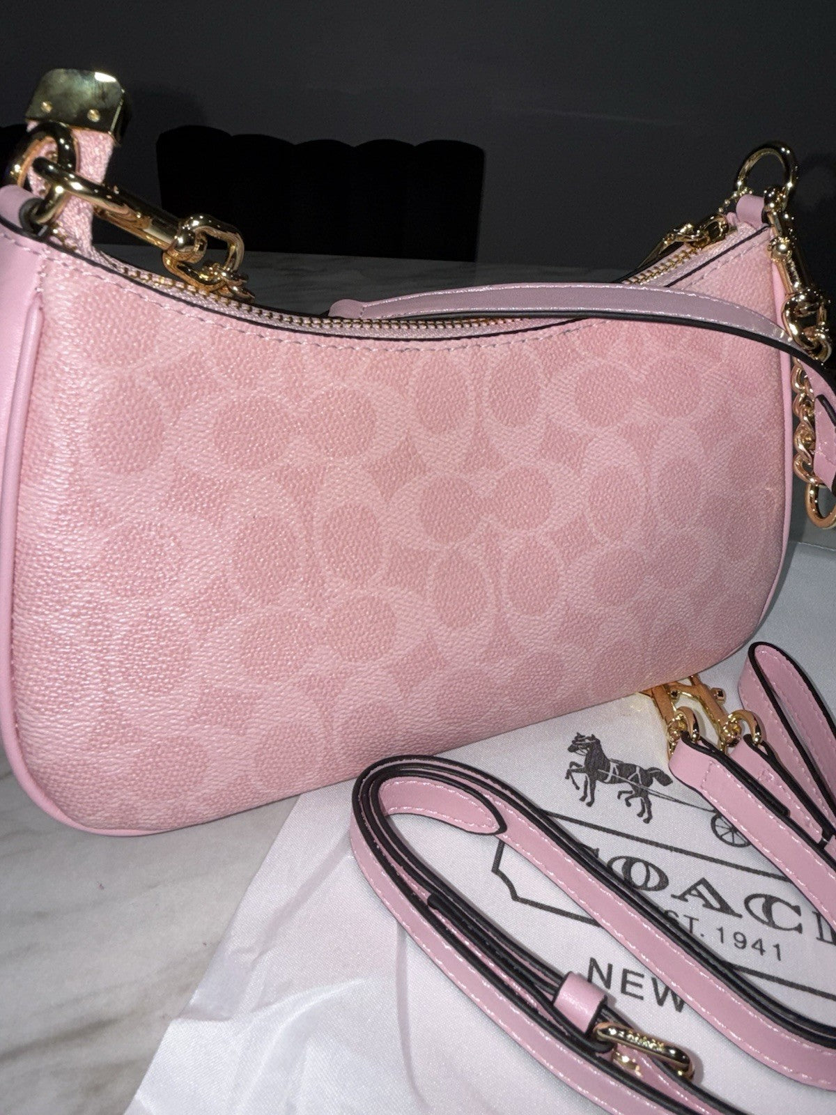 NEW Coach Teri Pink Signature Shoulder Bag Crossbody Purse W/ Strap & Dust Bag✨