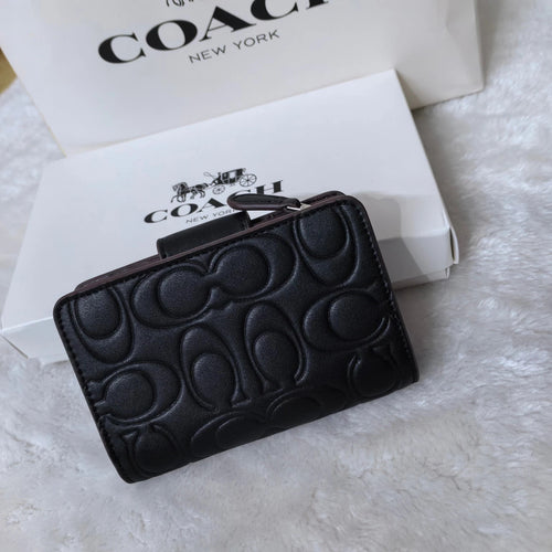 COACH Medium Corner Zip Wallet With Signature CM241 Black outlet New with Box