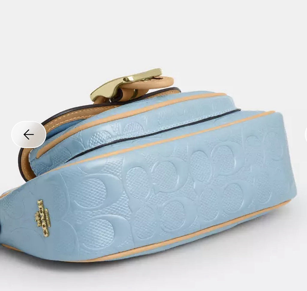 NWT *SEALED* COACH Ashton Mini Shoulder Bag In Signature Leather Gold/Light Blue