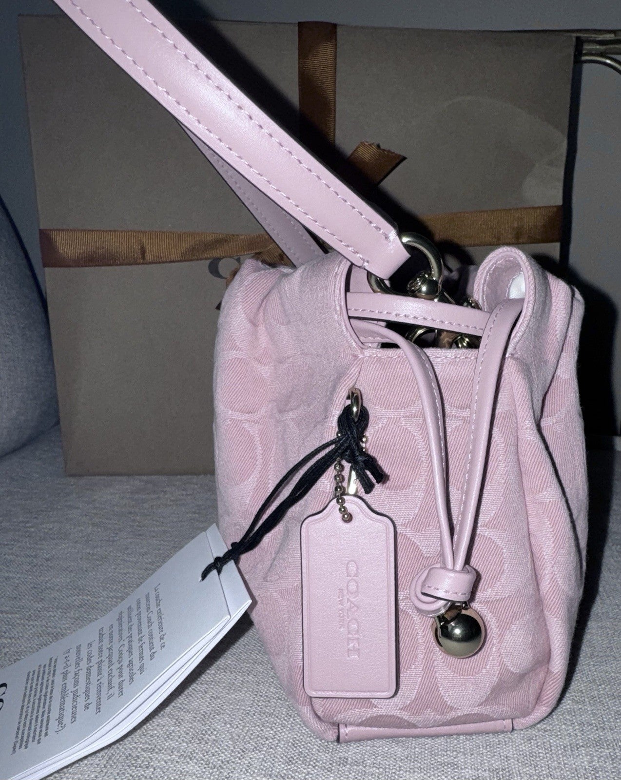 RARE NEW Coach Signature Pink Denim Faye & Wristlet Set SOLDOUT SHIPS TODAY