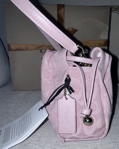 RARE NEW Coach Signature Pink Denim Faye & Wristlet Set SOLDOUT SHIPS TODAY