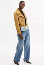 NWT *SEALED* COACH Ashton Mini Shoulder Bag In Signature Leather Gold/Light Blue