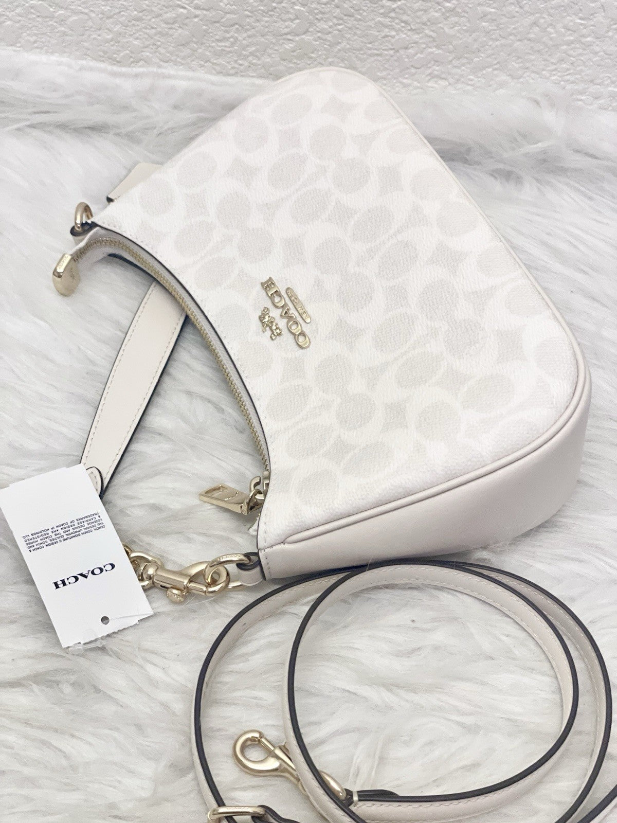 NWT COACH Women’s Teri Shoulder Bag In Signature Canvas In White/Chalk
